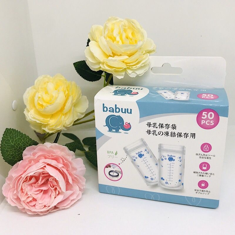 Hộp 50 túi trữ sữa babuu 250ml nhật bản - ảnh sản phẩm 1