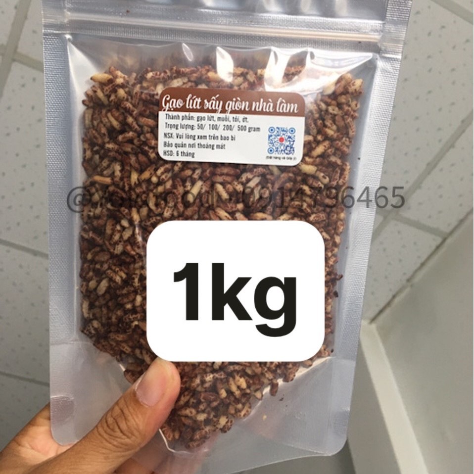Gạo lứt tự nhiên sấy giòn 1kg (Chay mặn dùng được)[Khô gạo lứt nhà (máy) làm]