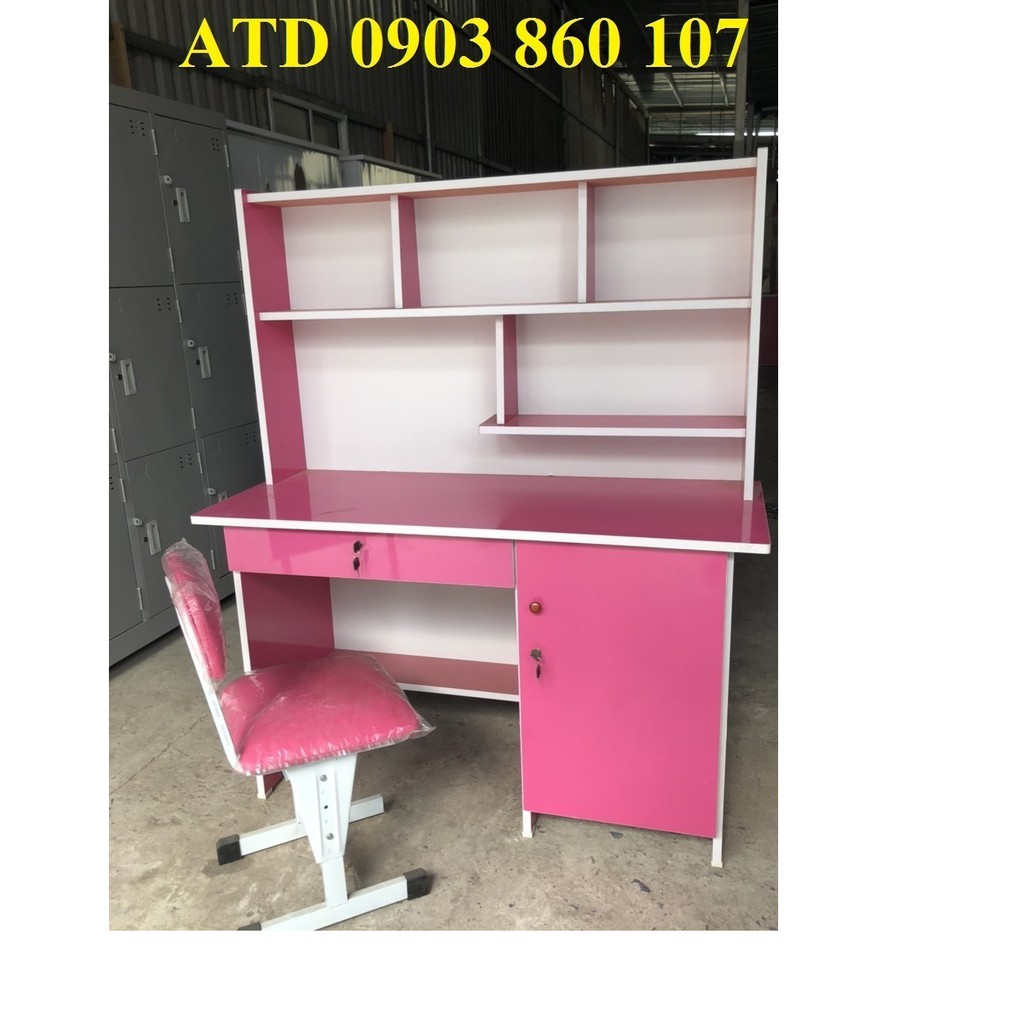 Bàn học sinh liền kệ sách giá rẻ đủ màu tặng hình dán cho bé yêu