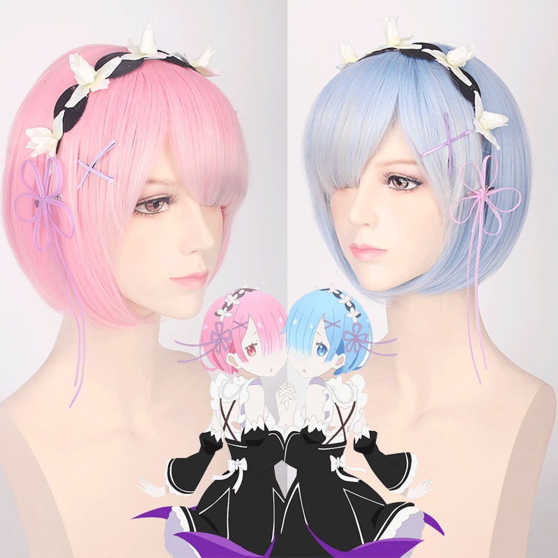 new Re:Zero kara Hajimeru Isekai Seikatsu Rem Full Wig Cosplay Short Hair Wig