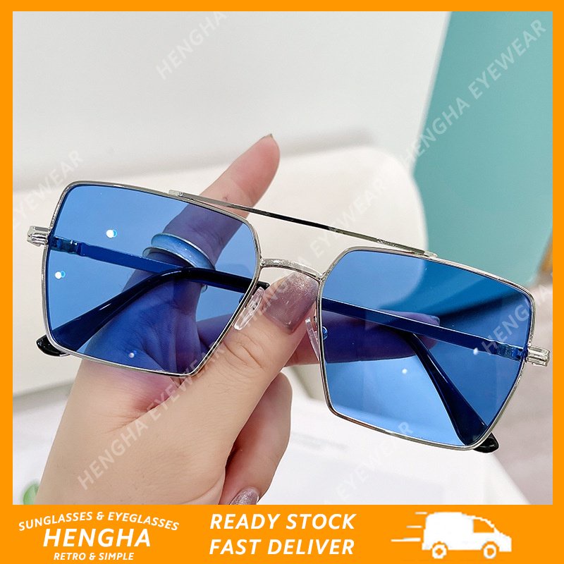 Kính Mát Gọng Kim Loại Hai Chùm Màu Gradient Thời Trang