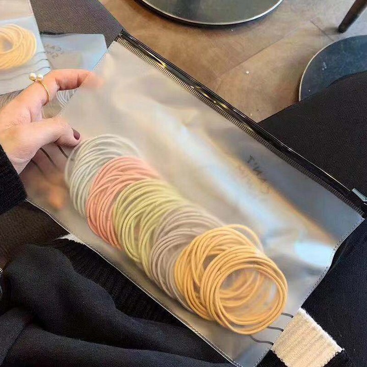 Chun buộc tóc Hàn Quốc B002 túi zip 100 chiếc gà con dễ thương tiện dụng nhiều màu