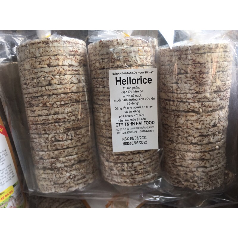 Bánh gạo lứt ăn kiêng Hello Rice, bánh gạo lức nguyên hạt 300gr/500gr