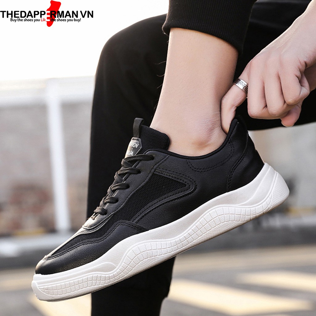 Giày thể thao sneaker nam THEDAPPERMAN CS02 chất liệu da, đế cao su nhiệt dẻo, êm chân, chống trơn trượt, màu đen