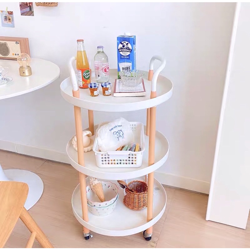 Kệ xe đẩy 2-3 tầng đựng đồ đa năng - Decor phòng khách, phòng ngủ- Phong cách Hàn Quốc