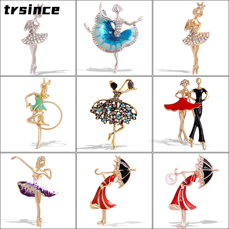 Trsince Ghim Cài Áo Đính Đá Ngọc Trai Nhân Vật Cô Gái Nhỏ Tập Gym Thời Trang Sáng Tạo Dễ Phối Đồ