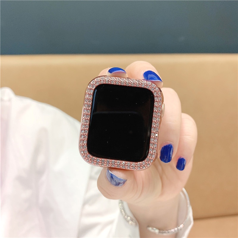 Vỏ bảo vệ mặt đồng hồ đính đá lấp lánh cho Apple watch Series 7 6 SE 5 4 3 2 45mm 41mm 40mm 44mm 42 38mm
