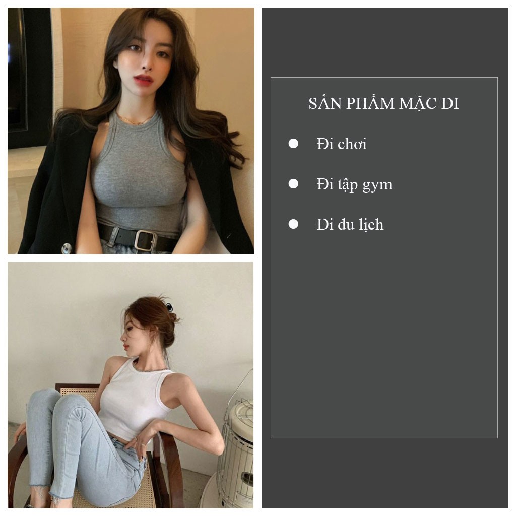 Áo 3 lỗ nữ croptop body kiểu ngược chất thun gân mềm mát