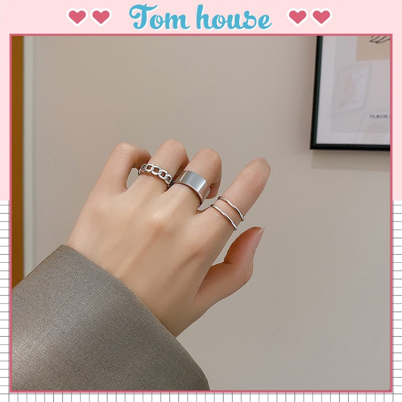 Bộ nhẫn 3 chiếc bộ trang sức đeo tay nam nữ cặp đôi phong cách hàn quốc Tom House