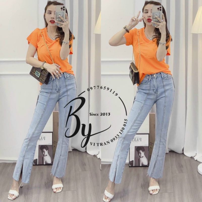 Áo thun cổ tim phôm chuẩn đủ màu