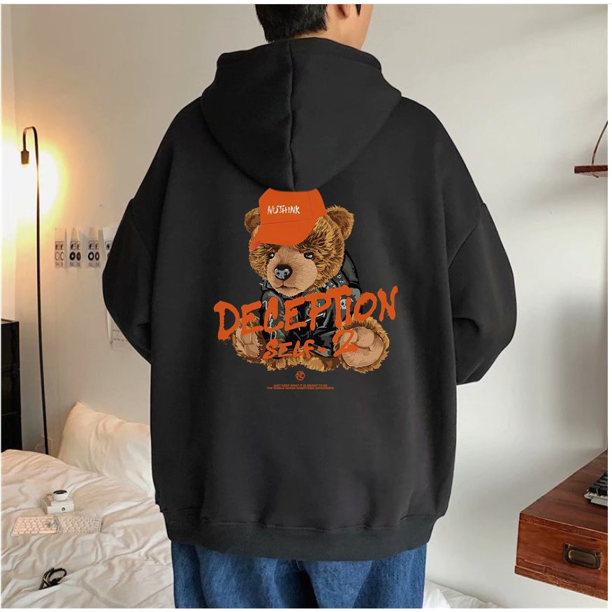 Áo Nỉ Hoodie hình gấu DECEPTION màu đen đẹp [FREESHIP]