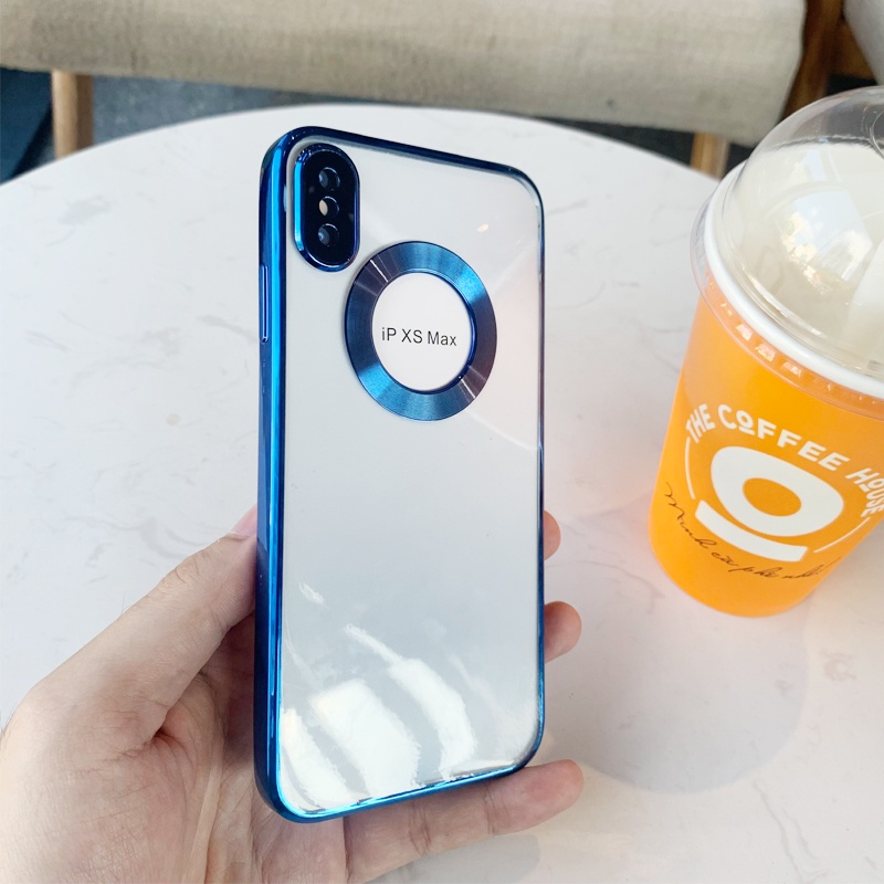 Ốp Iphone X/Xs/Xs Max Hở Táo Viền Vuông Mạ Si Cao Cấp Trong Suốt Tích Hợp Sạc Không Dây Bảo Vệ Camera Chống Va Đập Chống