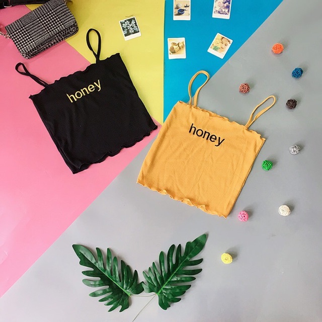 Áo 2 dây thêu chữ honey 3 màu chất vải mềm mịn LIKANO CRT74 | BigBuy360 - bigbuy360.vn