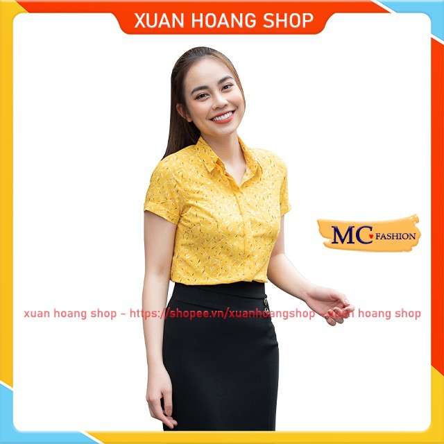 Áo Sơ Mi Nữ Công Sở Tay Ngắn, Kiểu Cộc Tay Mc Fashion Màu Trắng, Xanh Đen Tím Than, Vàng, Chất Vải Mát, Size Đủ A638
