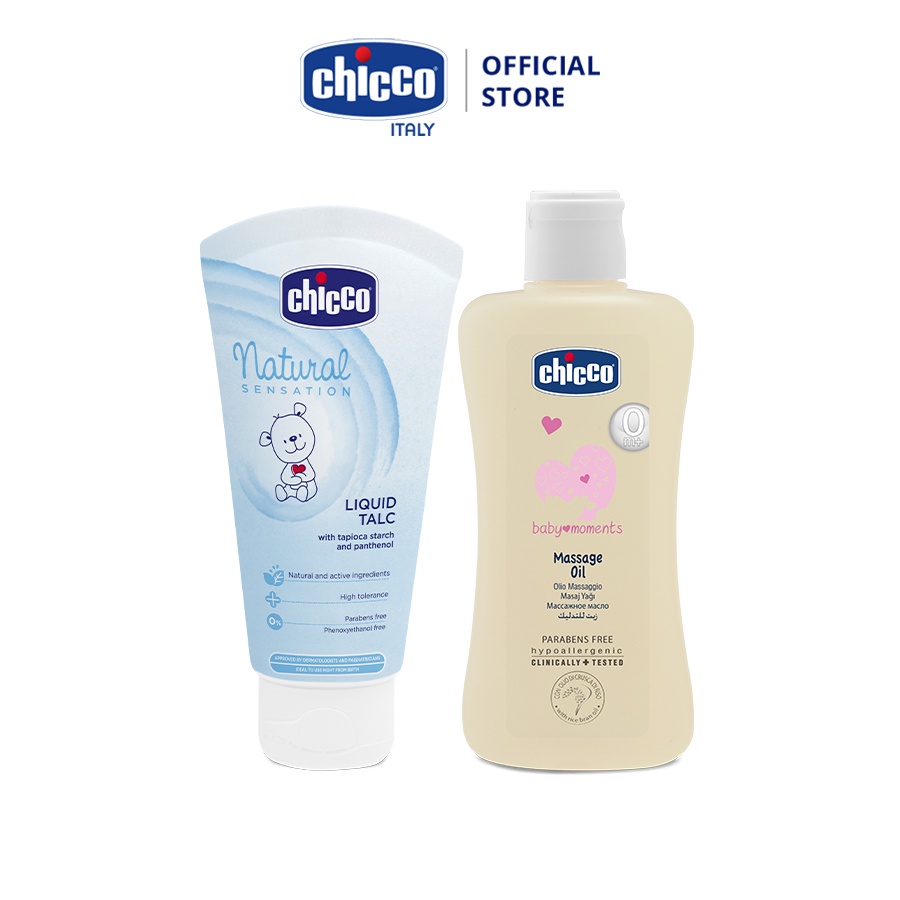 Combo Phấn rôm nước Chicco 0M+ 100ml &amp; Kem chống nắng 3 tác động SPF 50+ 75ml Chicco