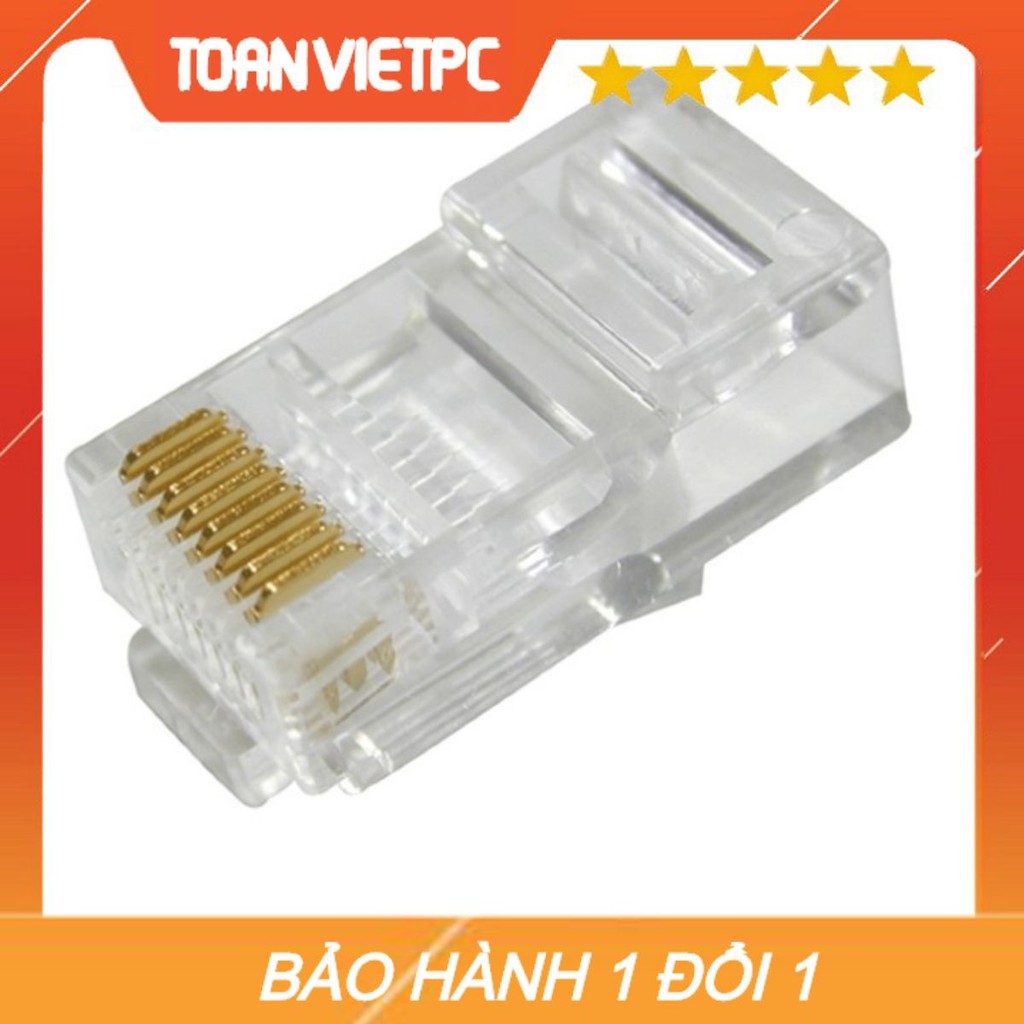 Hạt mạng AMP rj45, nhựa trong suốt, túi 100 hạt