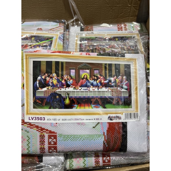 tranh thêu chữ thập bức tiệc ly lv3503 (150x75)