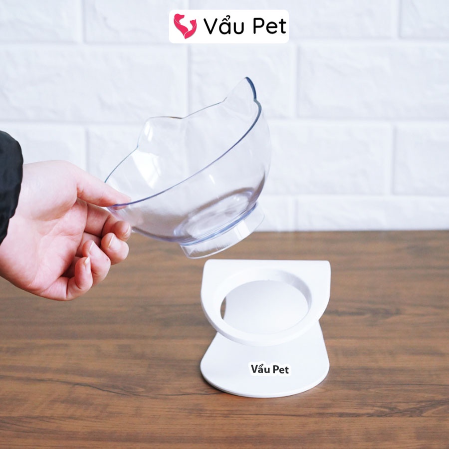 Bát Ăn Cho Chó Mèo Chống Gù Hình Tai Mèo Trong Suốt - Bát Chó Mèo Vẩu Pet Shop