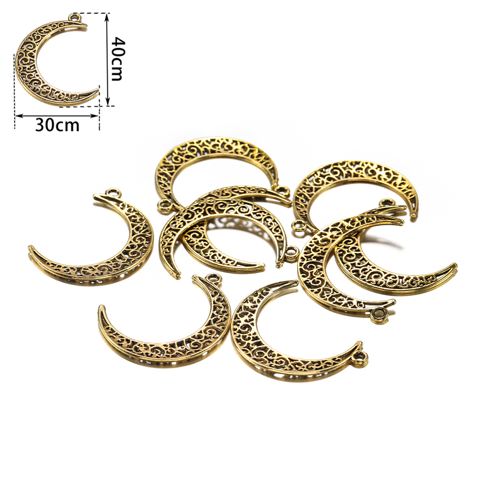 Set 10 mặt dây chuyền ST.KUNKKA DIY kiểu mặt trăng khoét lỗ thời trang 30x40mm