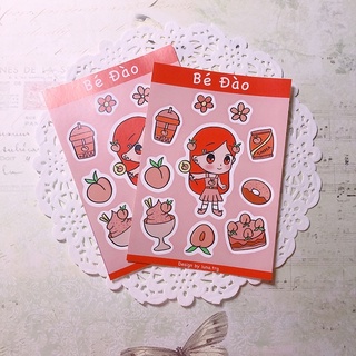 Sticker BÉ ĐÀO, set sticker dễ thương dùng trang trí bullet journal