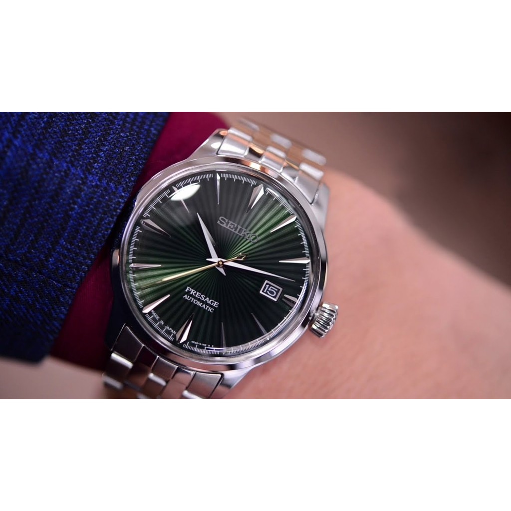 Đồng hồ nam chính hãng Seiko Presage Cocktail Green SRPE15J1 - Máy cơ tự động - Kính cứng - Bản Nội Địa Nhật