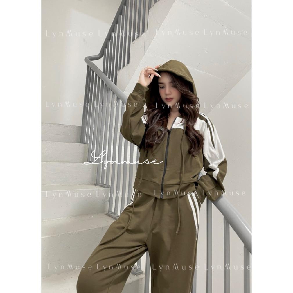 [ 𝐅𝐑𝐄𝐄 𝐒𝐇𝐈𝐏 ] SÉT BỘ THỂ THAO KHÓA MŨ PHỐI MÀU 3 SỌC XANH ĐEN