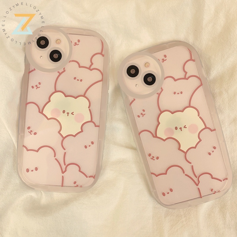 Zymello Ốp lưng OPPO A57 2022 4G Reno 7Z 5G Reno6 Z 5G A15 A16 A54 5G A74 5G A31 A5 2020 F11Pro Realme C21Y C25Y 9i A16K A76 A96 F7 Hộp đựng điện thoại gấu hoạt hình dễ thương