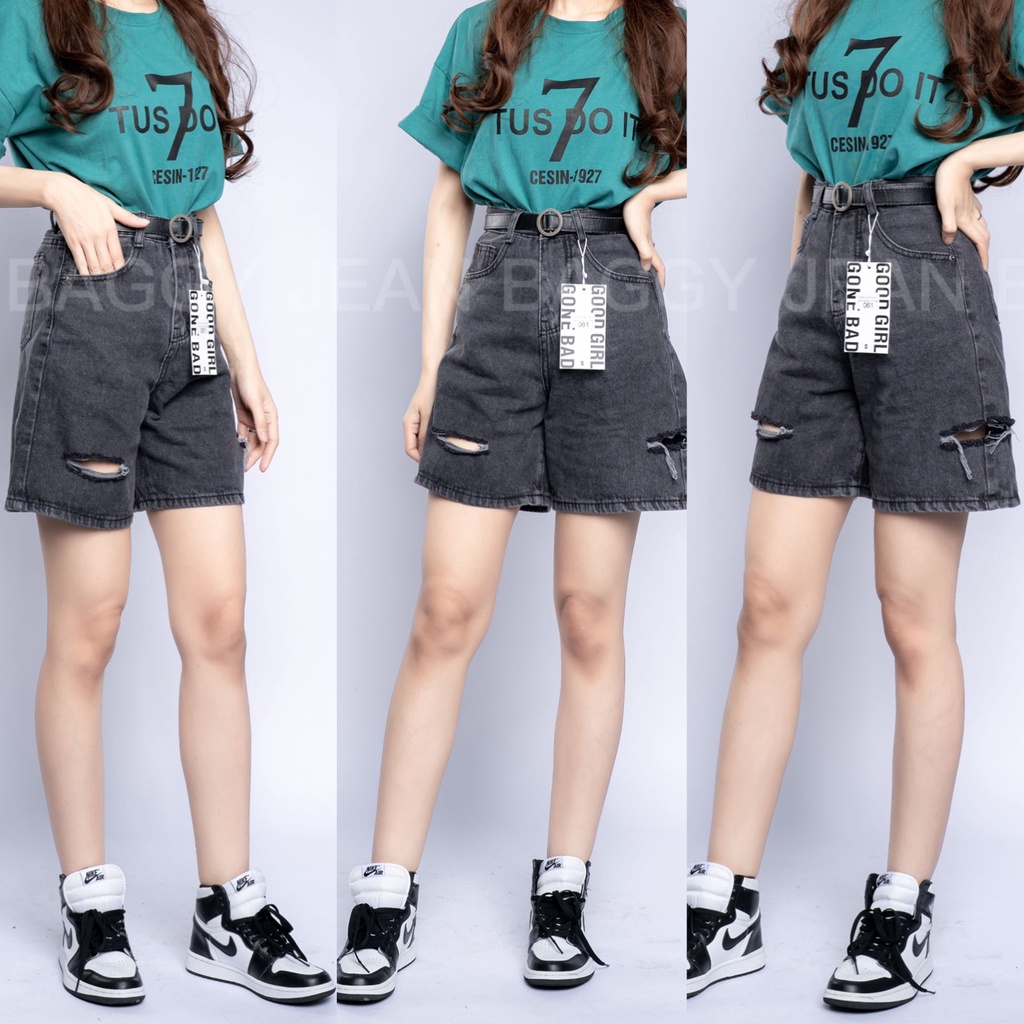 Quần Jean Ngắn Phối Rách Kiểu Dáng Thời Trang , Quần Ngố Style Ullzang Cực  Đẹp [Ảnh Thật]
