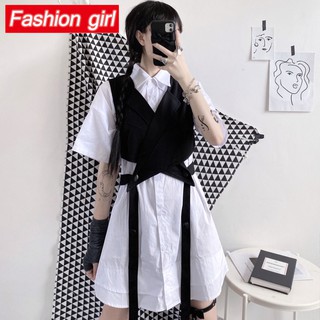 [ Mã CBMAUG88 giảm 10% tối đa 20K đơn 99K ] Set Áo Sơ Mi Tay Ngắn Dáng Rộng + Chân Váy Thiết Kế Đơn Giản Thời Trang