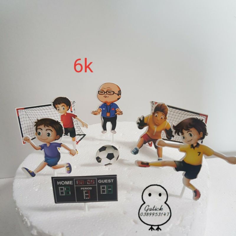 Combo 5 set cắm giấy cầu thủ bóng đá trang trí bánh kem, topper cake