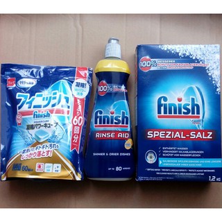 Combo viên rửa chén Finish 60v+ Nước làm bóng Finish 400+ Muối rửa bát Finish 1,2kg