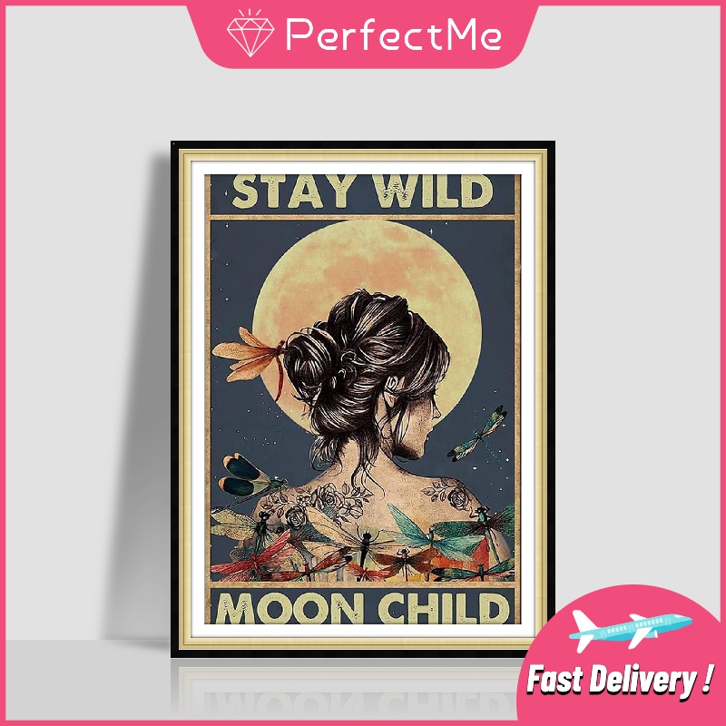 Bộ tranh đính đá 5D họa tiết chuồn/ mặt trăng độc đáo trang trí nhà cửa