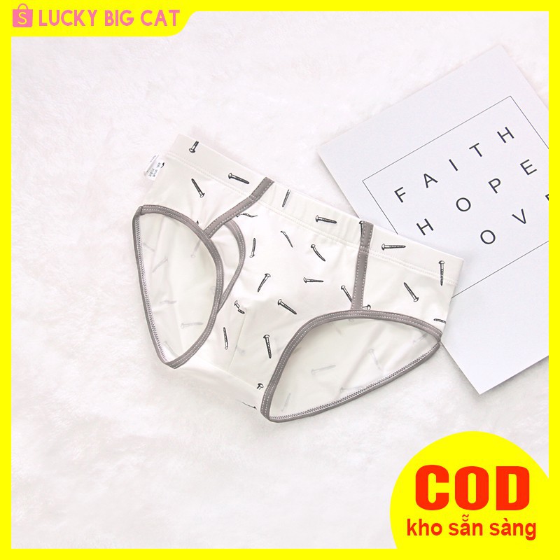 Lucky Big Cat  đồ lót Boy  trẻ em quần short bé tam giác in quần đầu Boxer khớp quần lót đồ lót màu (Gray Edge)