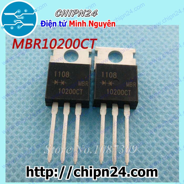 [2 CON] Diode MBR10200CT TO-220 10A 200V (MBR10200 MBR 10200) [Diode Schottky] (Linh kiện điện tử)