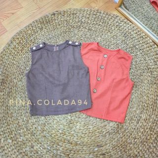 Áo linen phối nút nhiều màu