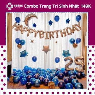 COMBO set trang trí sinh nhật, phong cách hiện đại cho nhà chung cư, trang trí sinh nhật cho bé tặng kèm bơm + băng dính