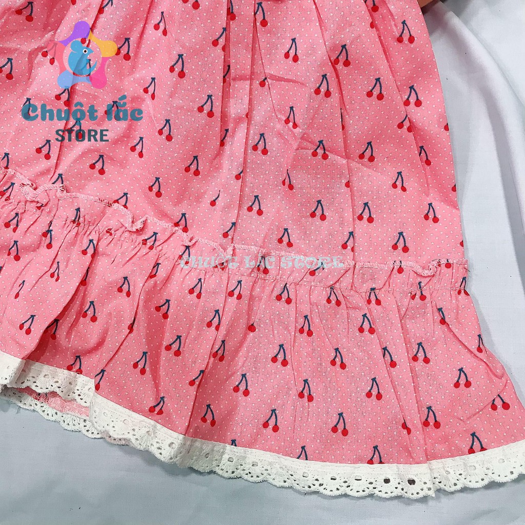 Đầm Cho Bé Gái Chuột Lắc Store Hình Chery Kiểu Xòe Cho Bé Từ 8Kg Đến 22Kg( Màu Hồng)