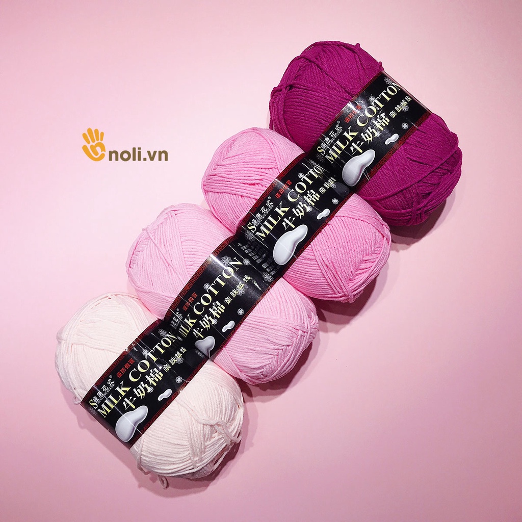 Len milk cotton 125g loại 1 se tròn, săn chắc, tơi xốp, đan móc khăn, áo, túi xách, thú bông cho bé (Mã 41 đến 81)