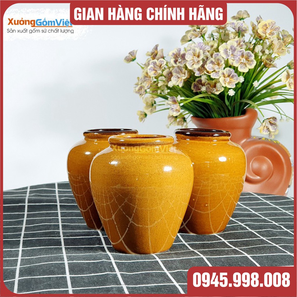 Lu uống bia kiểu mới - sáng tạo mới của gốm Bát Tràng-hàng vuốt tay dung tích 400ml - MÀU NÂU CÁT - XƯỞNG GỐM VIỆT