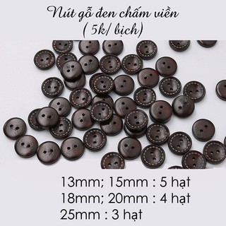Cúc gỗ, nút gỗ nhiều màu, nhiều size