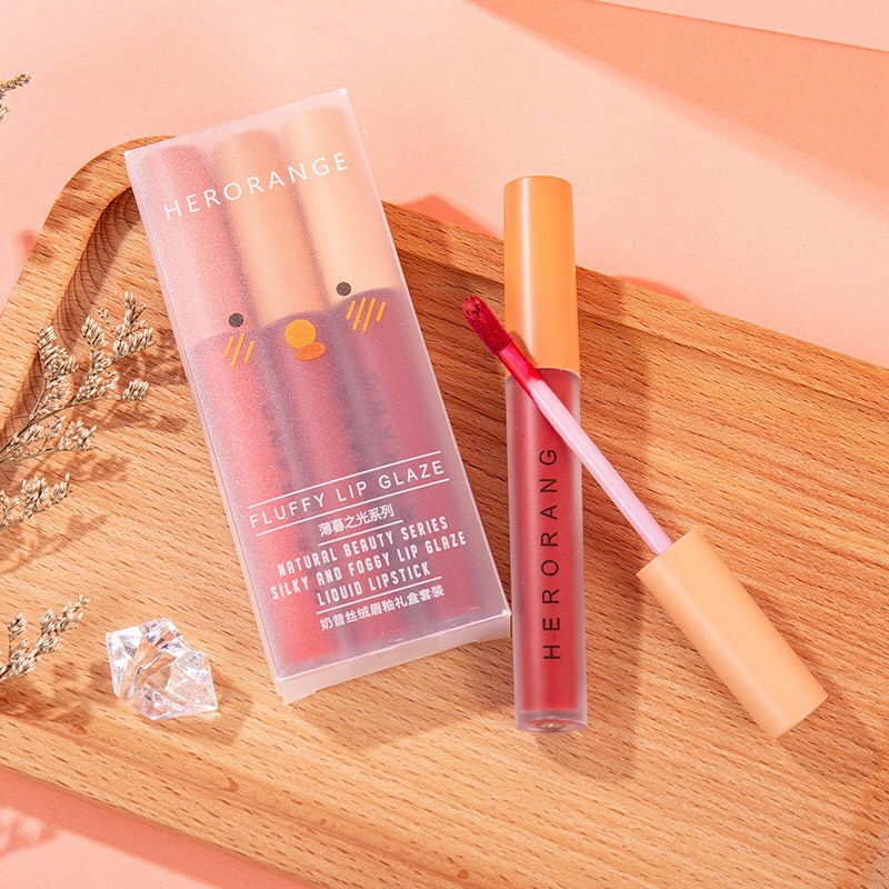 Set 3 cây son kem lì Herorange Fluffy Lip Glaze Xilin House