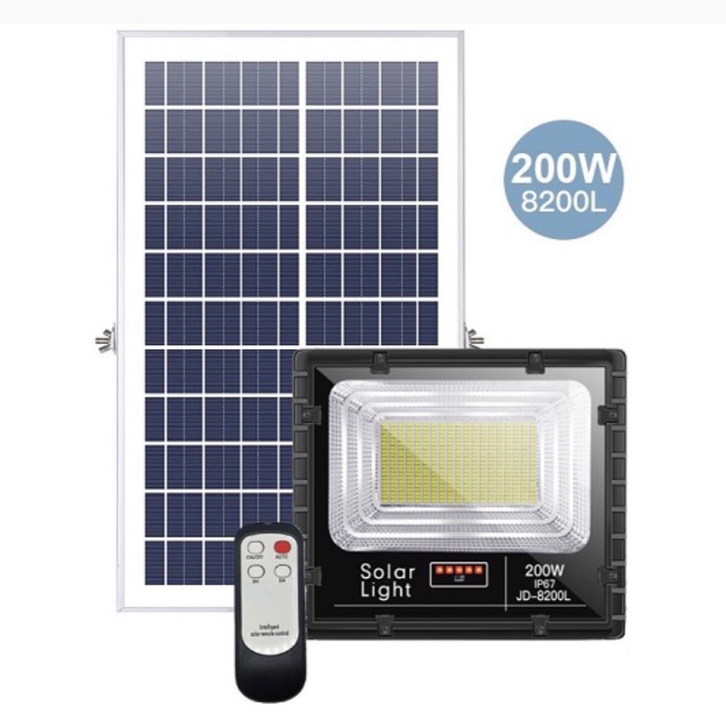 Đèn năng lượng mặt trời THẾ HỆ MỚI chính hãng JINDIAN JD-8200L (200W)-Hàn Quốc, chiếu sáng liên tục, độ bền tuyệt đối