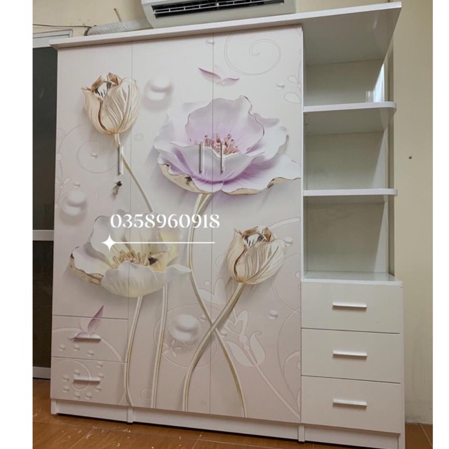 Tủ Nhựa Đài Loan - Tủ In 3D Bền Đẹp đựng quần áo chăn màn màu Trắng hồng xanh dương vân gỗ óc chó gỗ sồi