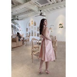 Đầm Midi cổ bèo hở lưng, Céci Store