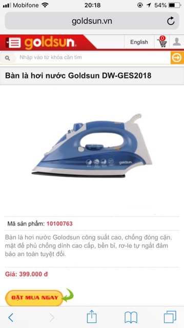 Bàn là hơi nước GOLSUN DW-GÉ2108 chính hãng