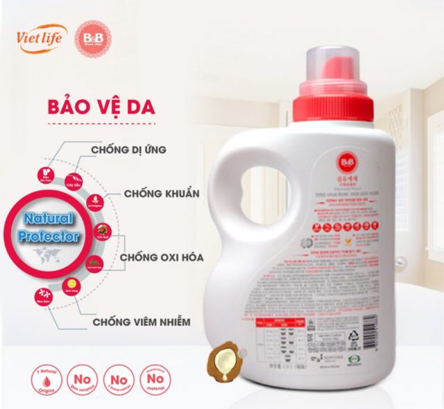 Nước giặt B&amp;B cho bé Hàn quốc ( dung tích 1500ml) dạng túi, dạng chai