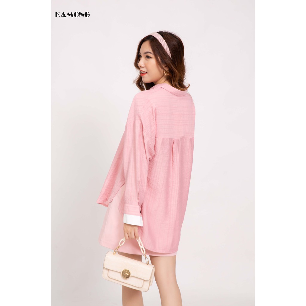 Áo sơ mi oversize tà trắng KAMONG A073