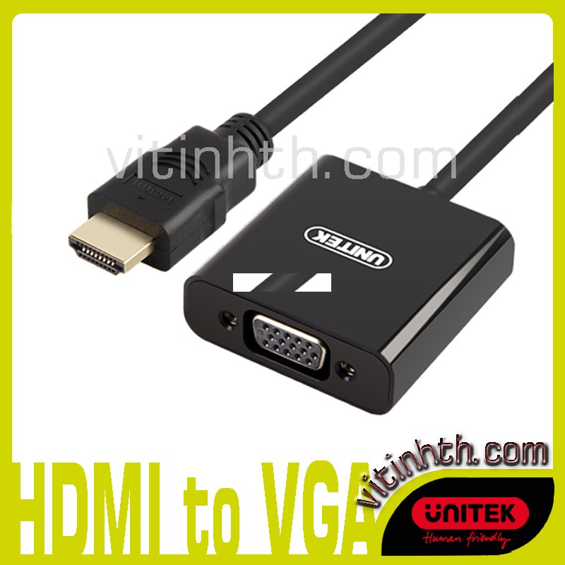 HDMI sang VGA (+ Audio) có cổng cấp nguồn phụ MicroUSB) UNITEK Y-6333 - THComputer Q11