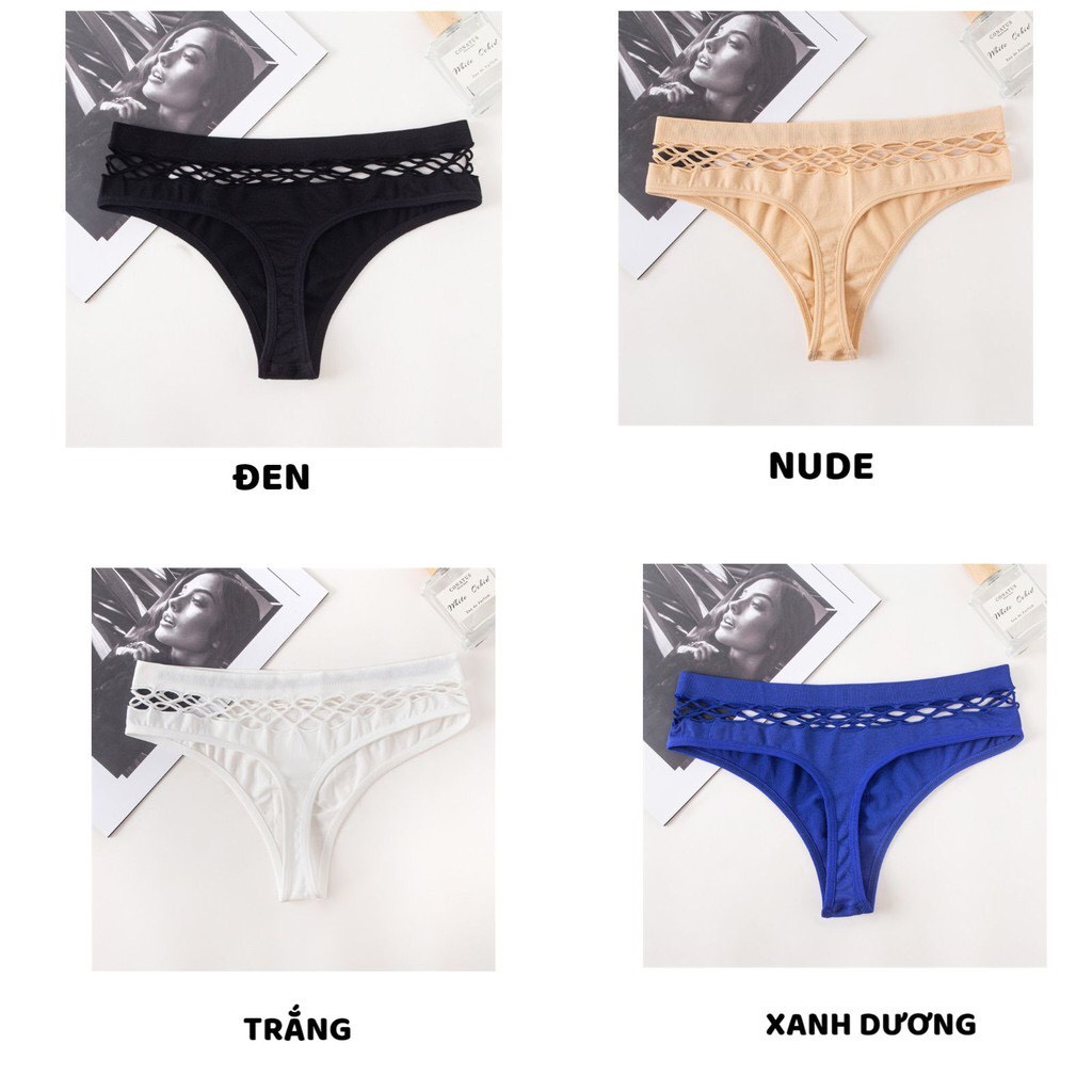 Quần Lót Lọt Khe - Quần Lọt Khe Nữ cotton thiết kế viền cắt ô vuông Sexy điệu đà quyến rũ DAN STORE MÃ 8850