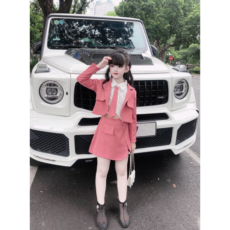 Set bộ sơ mi kết hợp vest đi học đi chơi cho bé gái